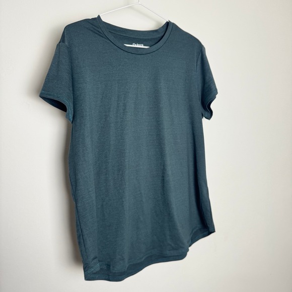Quince Tops - Quince Womens Medium Dark Teal Heathered Short Sleeve Crewneck T-Shirt Tee